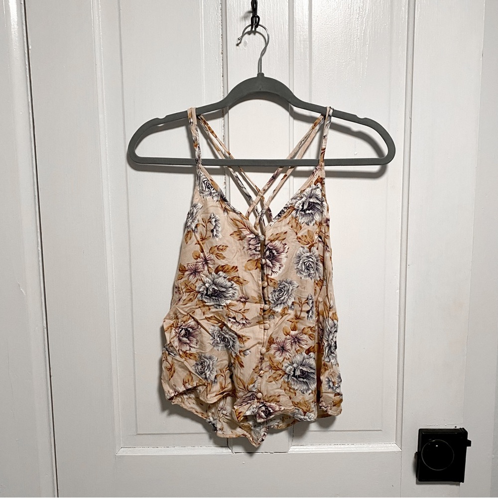 American Eagle Outfitters- floral cropped tank top xsmall